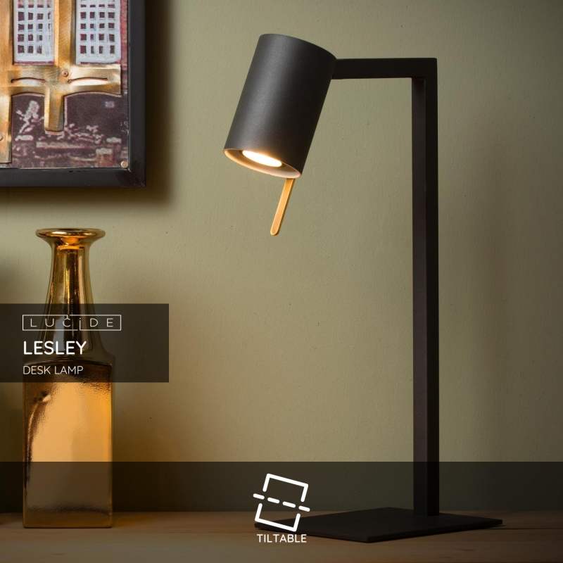 Lucide LESLEY - Stolná lampa - 1xGU10 - Čierna